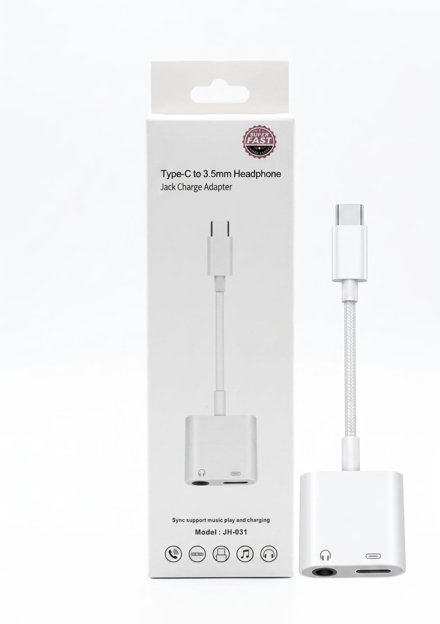 USB Type C to 3.5mm Audio Adapter With Charging Port 2 in 1 Dual