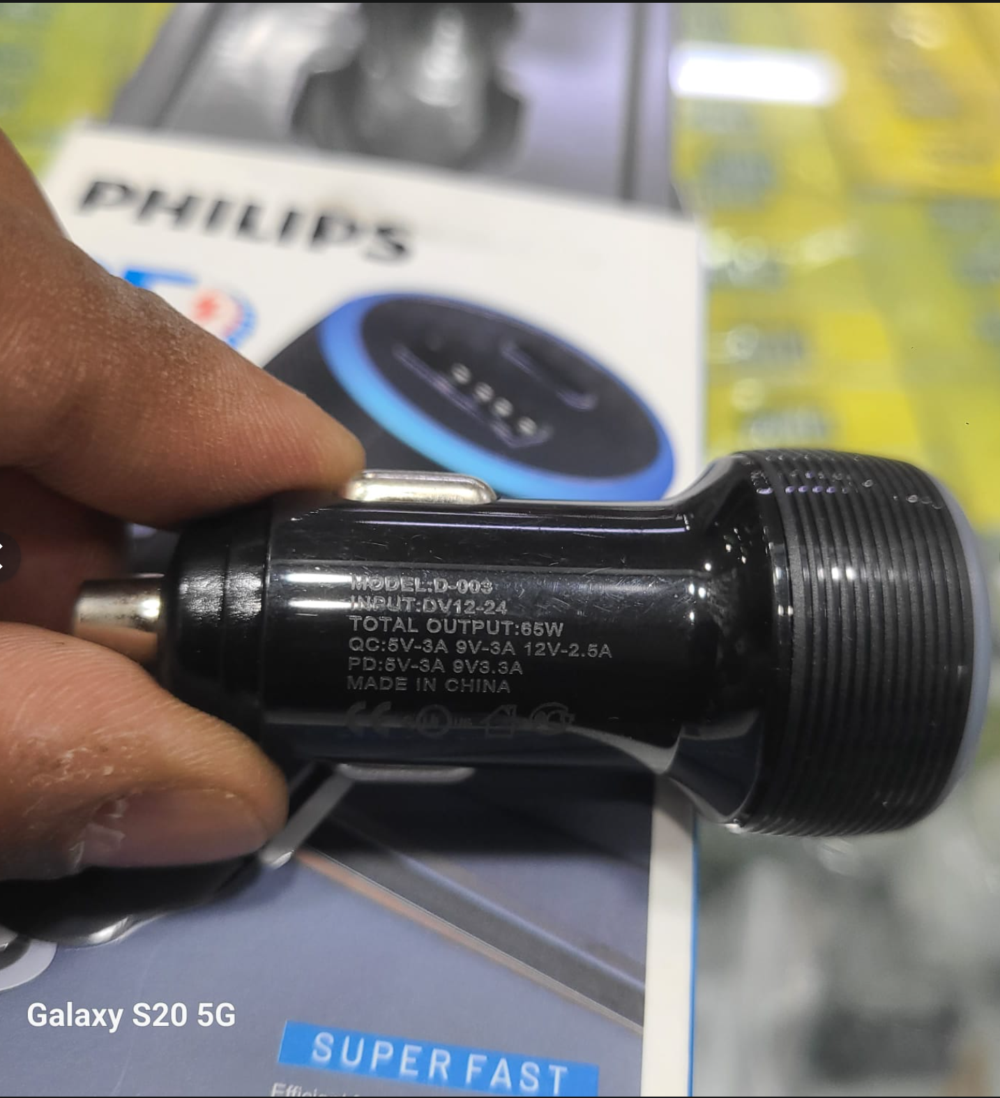 Phlilips 65W Car Charger Adapter - Dual USB Type A and Type C